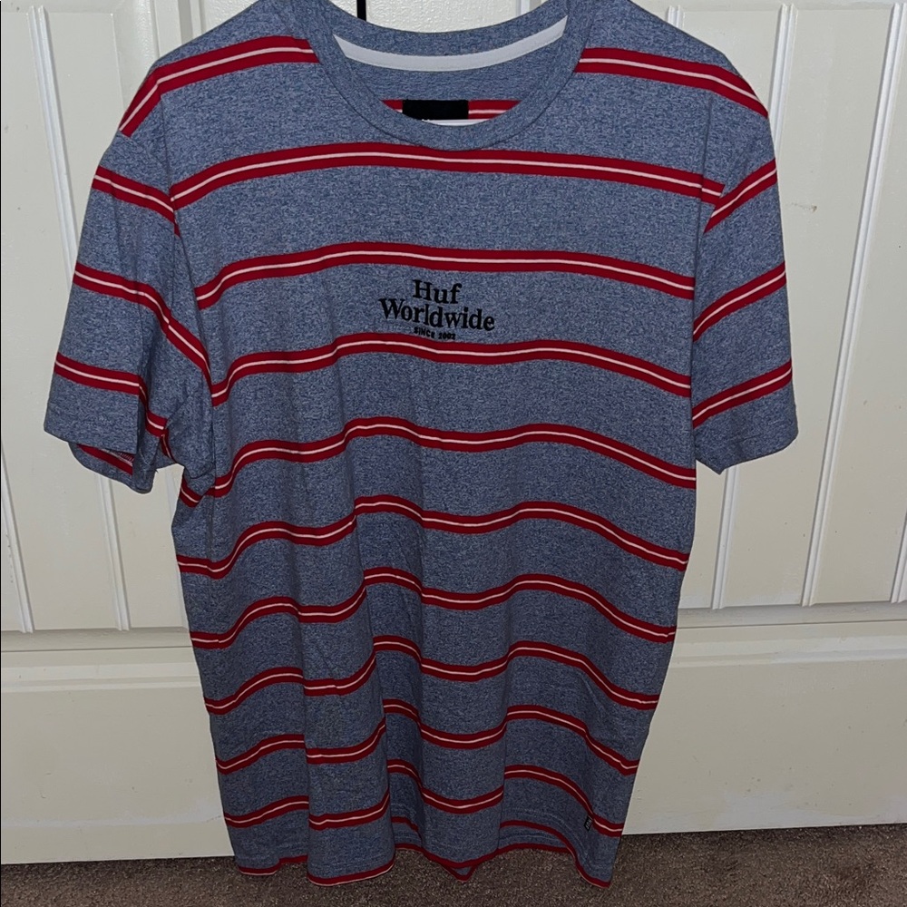 HUF Blue White and Red Striped Tee